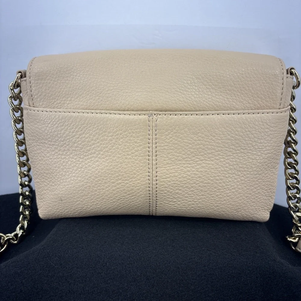 Calvin Klein Pebbled Leather Peach Chain Crossbody Purse Gold Lock Charm‎ EUC - Picture 2 of 16